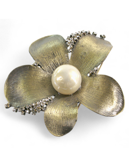 KLASYCZNA BROSZKA BROSZA GALERYJNA ROZETA KWIA Z PERŁĄ Lolita Accessories