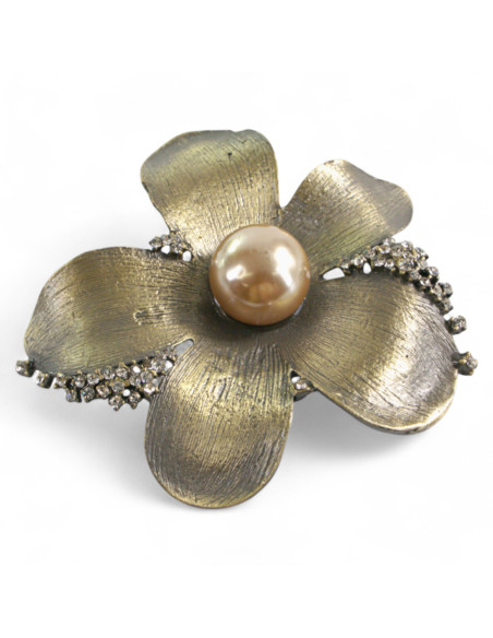 KLASYCZNA BROSZKA BROSZA GALERYJNA ROZETA KWIA Z PERŁĄ Lolita Accessories