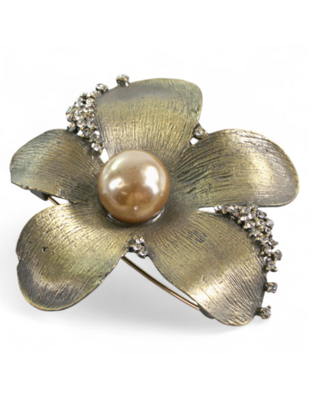 KLASYCZNA BROSZKA BROSZA GALERYJNA ROZETA KWIA Z PERŁĄ Lolita Accessories