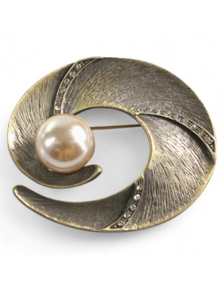 BROSZKA BROSZA GALERYJNA DUŻY ZAWIJAS Z MIODOWĄ  PERŁĄ Lolita Accessories