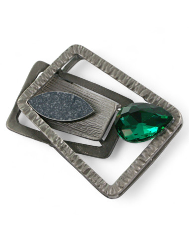 BROSZKA BROSZA GALERYJNA KASETOWA Z ZIELONYM...