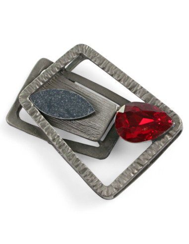 BROSZKA BROSZA GALERYJNA KASETOWA Z CZERWONYM...