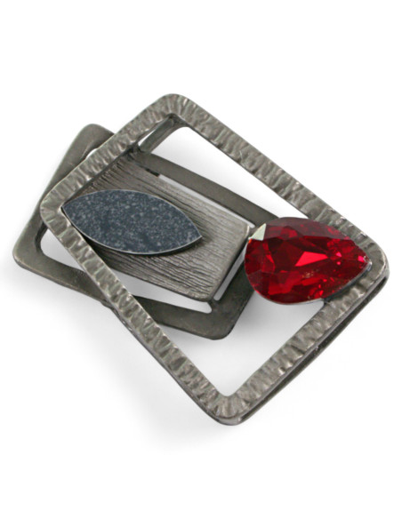 BROSZKA BROSZA GALERYJNA KASETOWA Z CZERWONYM KAMIENIEM Lolita Accessories