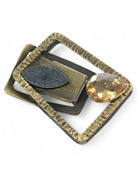 BROSZKA BROSZA GALERYJNA KASETOWA ZE ZŁOTYM  KAMIENIEM Lolita Accessories