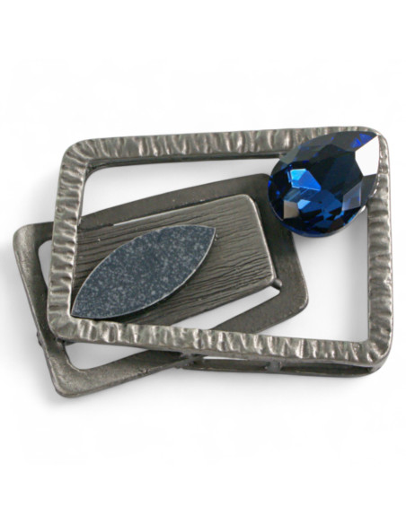 BROSZKA BROSZA GALERYJNA KASETOWA Z GRANATOWYM KAMIENIEM Lolita Accessories