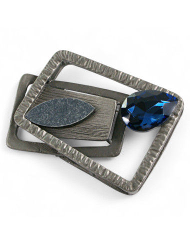 BROSZKA BROSZA GALERYJNA KASETOWA Z GRANATOWYM...