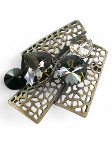 BROSZKA BROSZA GALERYJNA KASETOWA Z KAMIENIAMI...