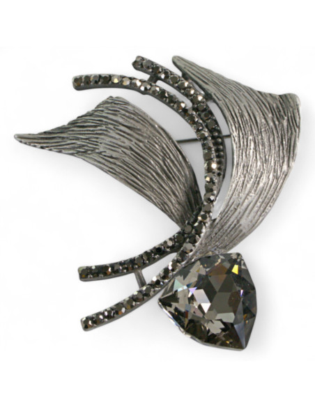BROSZKA BROSZA GALERYJNA ZAWIJAS  Z GRAFITOWYM KAMIENIEM Lolita Accessories