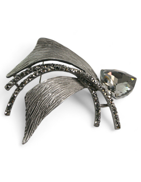 BROSZKA BROSZA GALERYJNA ZAWIJAS  Z GRAFITOWYM KAMIENIEM Lolita Accessories