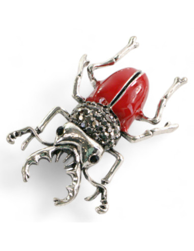 BROSZKA BROSZA OWAD SKARABEUSZ CZERWONY...