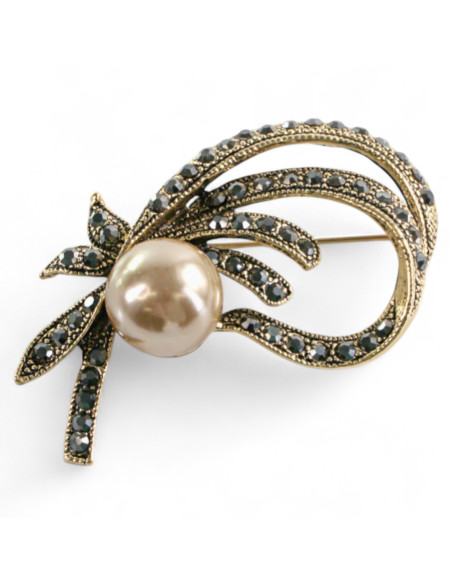 BROSZKA BROSZA ZAWIJAS Z PERŁĄ PERŁA STARE ZŁOTO  LOLITA AKCESORIA