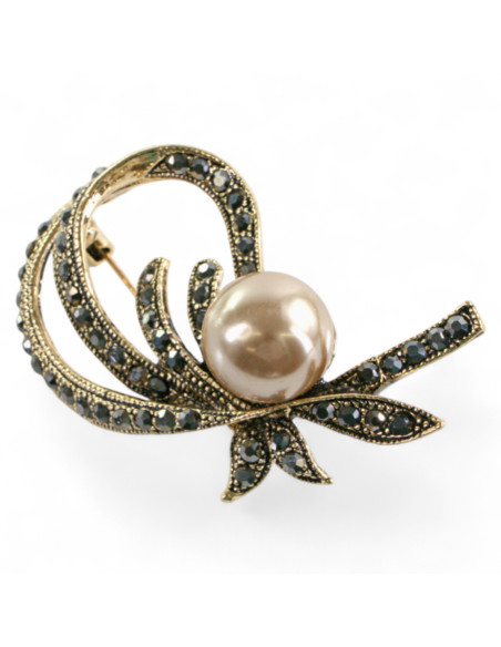BROSZKA BROSZA ZAWIJAS Z PERŁĄ PERŁA STARE ZŁOTO  LOLITA AKCESORIA