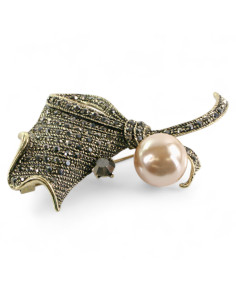 BROSZKA BROSZA ZAWIJAS Z PERŁĄ PERŁA STARE ZŁOTO  LOLITA... 2