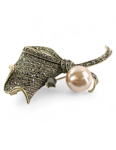BROSZKA BROSZA ZAWIJAS Z PERŁĄ PERŁA STARE...