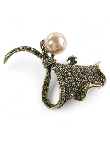 BROSZKA BROSZA ZAWIJAS Z PERŁĄ PERŁA STARE...