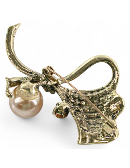 BROSZKA BROSZA ZAWIJAS Z PERŁĄ PERŁA STARE ZŁOTO  LOLITA AKCESORIA
