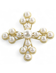 BROSZKA BROSZA KRZYŻ KAWALERSKI Z PERŁAMI LOLITA AKCESORIA