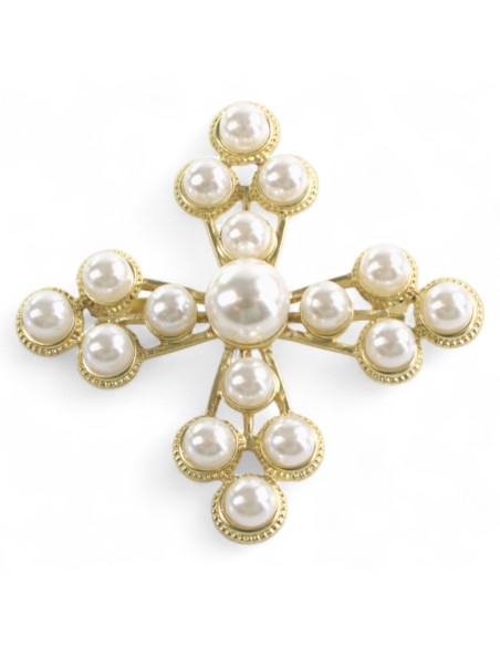 BROSZKA BROSZA KRZYŻ KAWALERSKI Z PERŁAMI LOLITA AKCESORIA