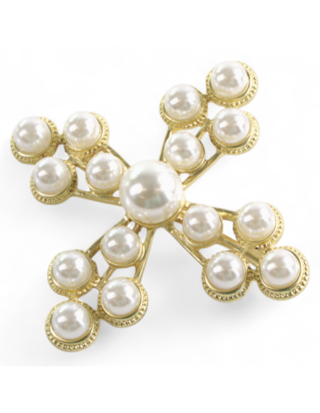 BROSZKA BROSZA KRZYŻ KAWALERSKI Z PERŁAMI LOLITA AKCESORIA