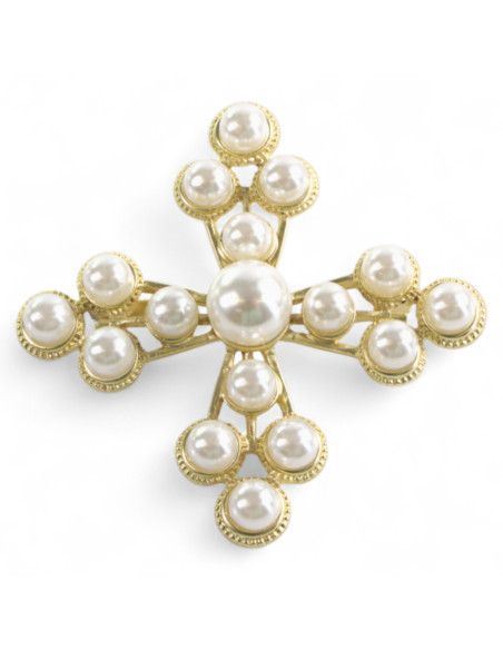 BROSZKA BROSZA KRZYŻ KAWALERSKI Z PERŁAMI LOLITA AKCESORIA