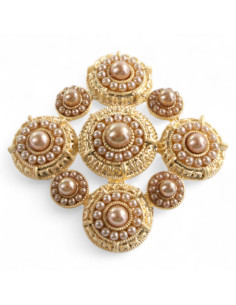 BROSZKA BROSZA KASETOWA Z PERŁAMI VINTAGE LOLITA AKCESORIA