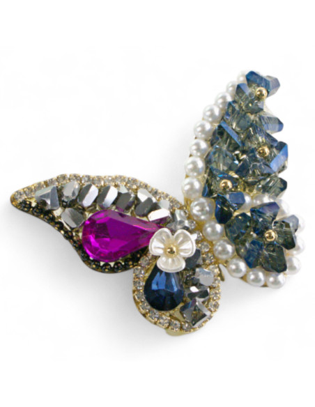 BROSZKA BROSZA BOGATO ZDOBIONY MOTYL KAMIENIE PEREŁKI LOLITA AKCESORIA