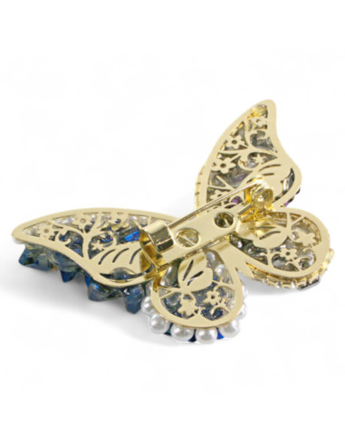BROSZKA BROSZA BOGATO ZDOBIONY MOTYL KAMIENIE...