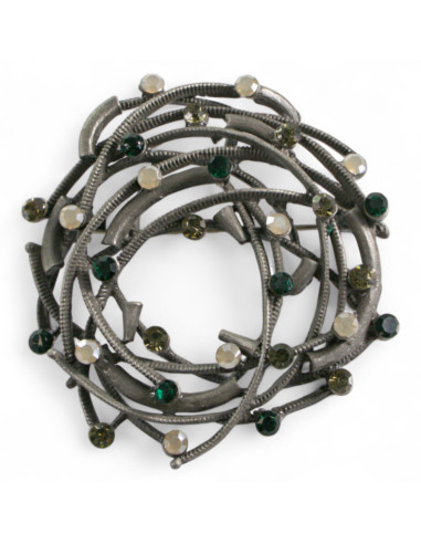 BROSZKA BROSZA GNIAZDO Z ZIELONYMI CYRKONIAMI...