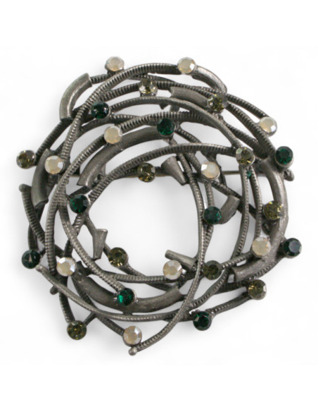 BROSZKA BROSZA GNIAZDO Z ZIELONYMI CYRKONIAMI LOLITA AKCESORIA