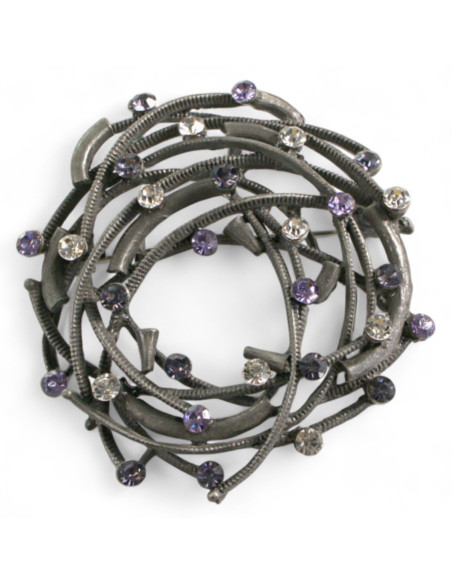 BROSZKA BROSZA GNIAZDO Z FIOLETOWYMI CYRKONIAMI LOLITA AKCESORIA