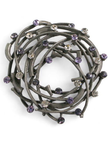 BROSZKA BROSZA GNIAZDO Z FIOLETOWYMI CYRKONIAMI...