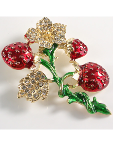 BROSZKA BROSZA EMALIOWANA TRUSKAWKI TRUSKAWKA   LOLITA AKCESORIA