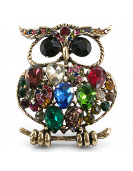 Broszka Brosza SOWA Z KAMIENIAMI Lolita Accessories Przypinka Ozdobna