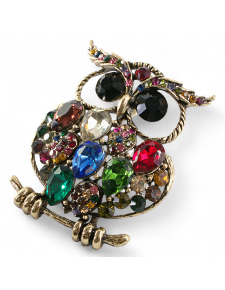 Broszka Brosza SOWA Z KAMIENIAMI Lolita Accessories Przypinka Ozdobna