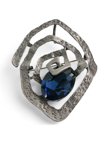 Broszka Brosza "Ostryga" niebieski Kamień...