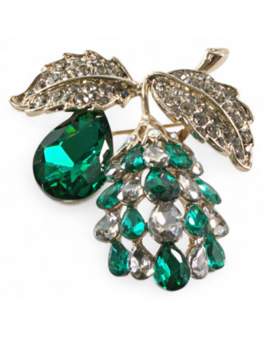 KLASYCZNA BROSZKA ZIELONE WINOGRONO  GAŁĄZKA...