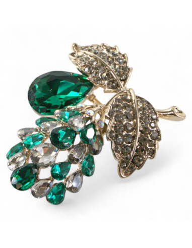 KLASYCZNA BROSZKA ZIELONE WINOGRONO  GAŁĄZKA...