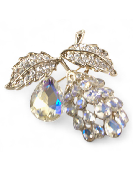 KLASYCZNA BROSZKA WINOGRONO GAŁĄZKA CRYSTAL AB Lolita Accessories