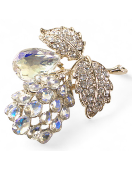 KLASYCZNA BROSZKA WINOGRONO GAŁĄZKA CRYSTAL AB Lolita Accessories