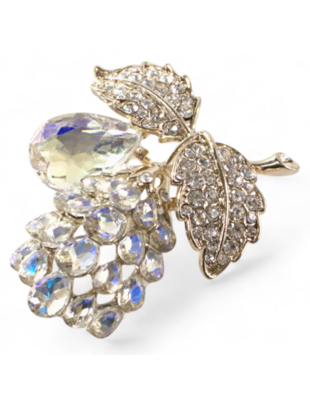 KLASYCZNA BROSZKA WINOGRONO GAŁĄZKA CRYSTAL AB Lolita Accessories