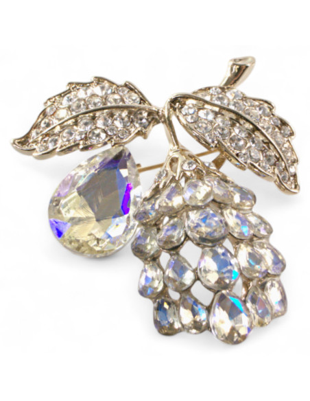 KLASYCZNA BROSZKA WINOGRONO GAŁĄZKA CRYSTAL AB Lolita Accessories