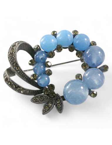 KLASYCZNA BROSZKA NIEBIESKI WIENIEC Z KOKARDĄ...