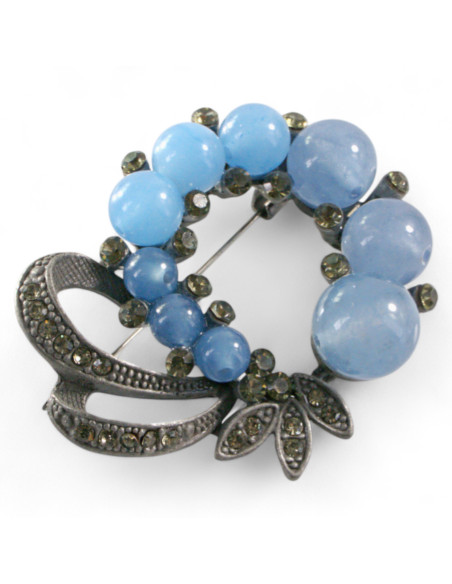 KLASYCZNA BROSZKA NIEBIESKI WIENIEC Z KOKARDĄ  Lolita Accessories