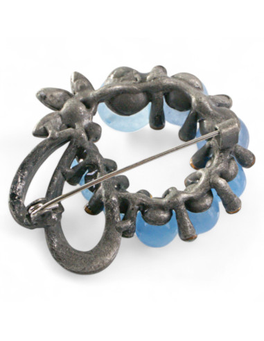 KLASYCZNA BROSZKA NIEBIESKI WIENIEC Z KOKARDĄ...