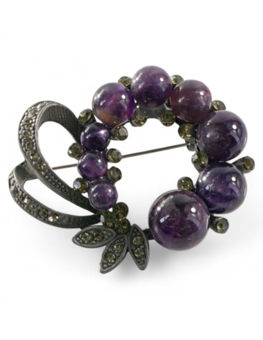 KLASYCZNA BROSZKA BROSZA FIOLETOWY WIENIEC...