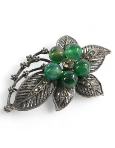 BROSZKA BROSZA GALERYJNA KWIAT Z KAMIENIAMI ZIELONA...