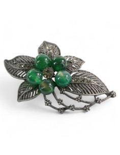 BROSZKA BROSZA GALERYJNA KWIAT Z KAMIENIAMI ZIELONA... 2