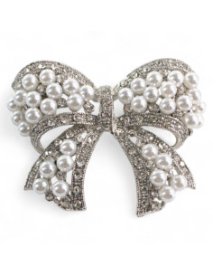 BROSZKA BROSZA SREBRNA KOKARDA Z PERŁAMI PEREŁKI   LOLITA...