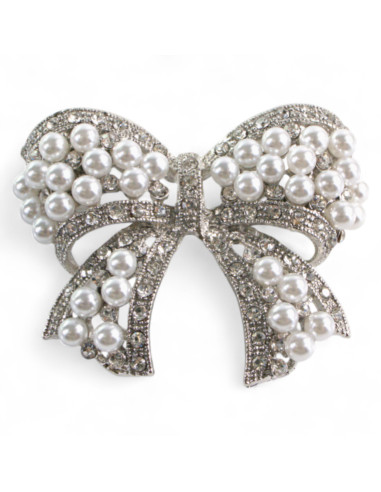 BROSZKA BROSZA SREBRNA KOKARDA Z PERŁAMI...