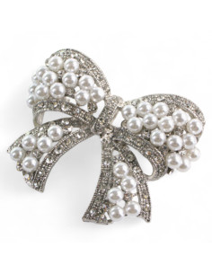 BROSZKA BROSZA SREBRNA KOKARDA Z PERŁAMI PEREŁKI   LOLITA... 2